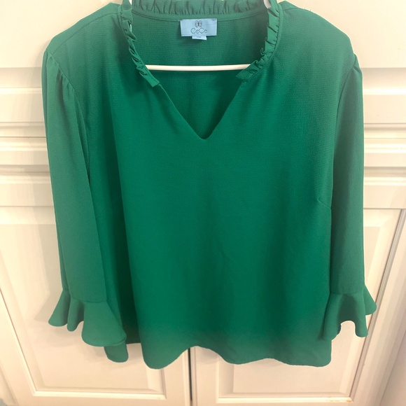 Like New CeCe Green Crepe Blouse XXL - Picture 3 of 4